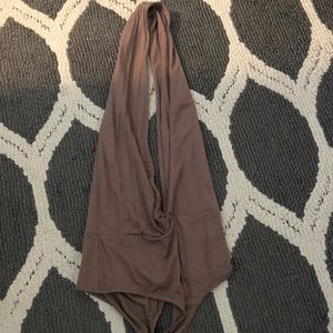 Tobi Taupe Bodysuit with Plunging Neckline